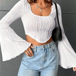 White ripple texture top